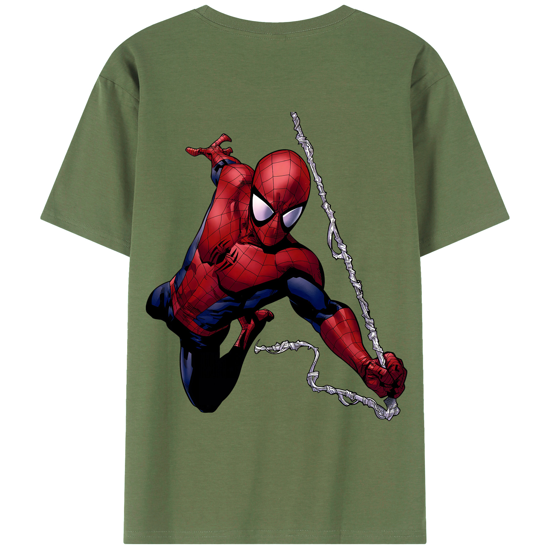 （画像用） Spider Man スパイダーマン 綿100％ メンズ半袖Tシャツ（バックプリント） 通気性